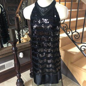 *Single* Black/Navy Blue Silk Sequin Dress, Size P